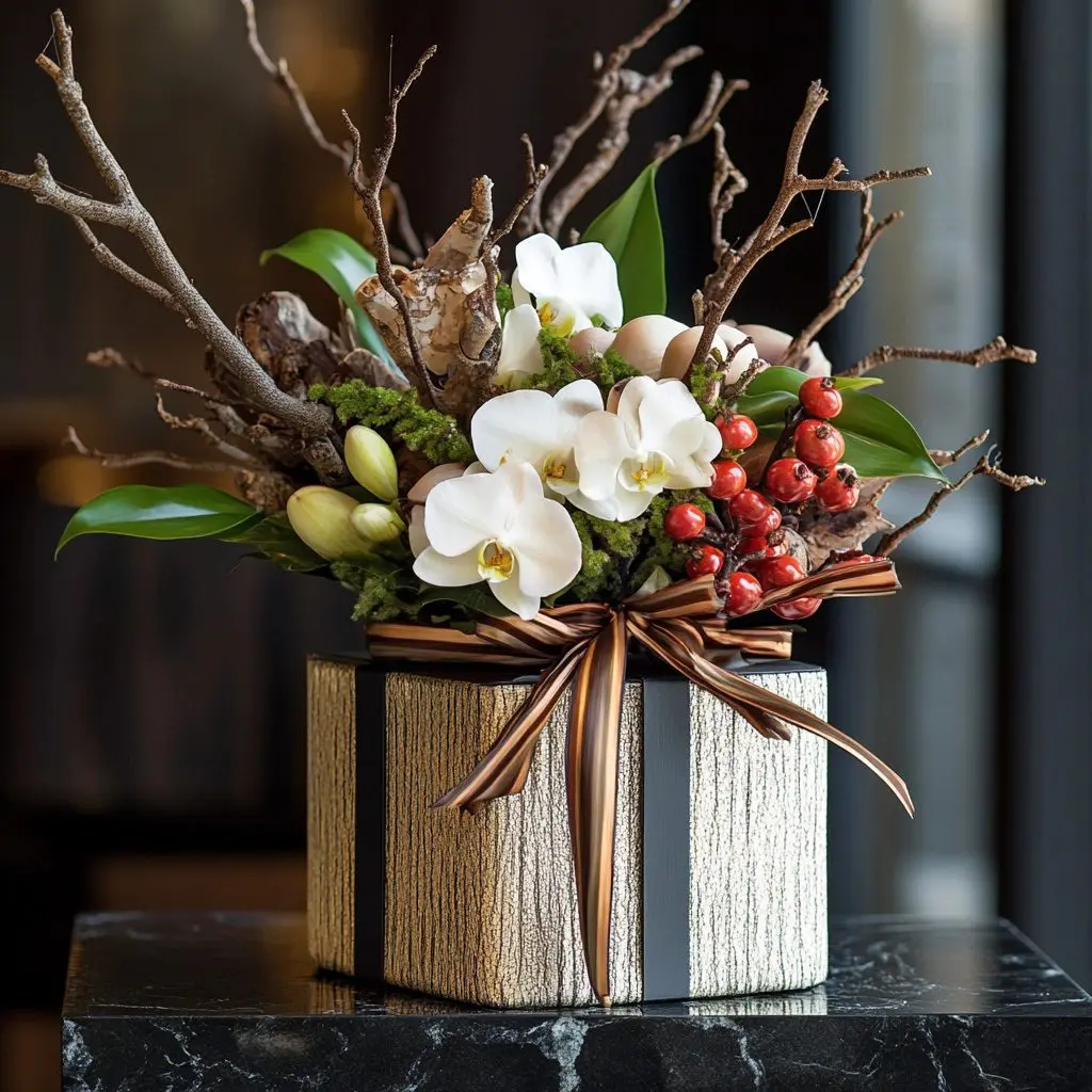 christmas arrangement with orchids medium 99 cad