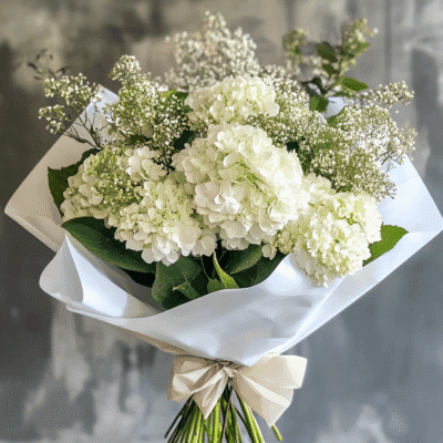 White Boho Hydrangea Bouquet
