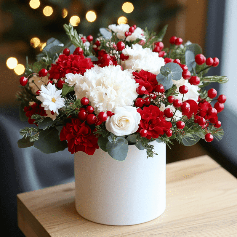 White Christmas Table Arrangement