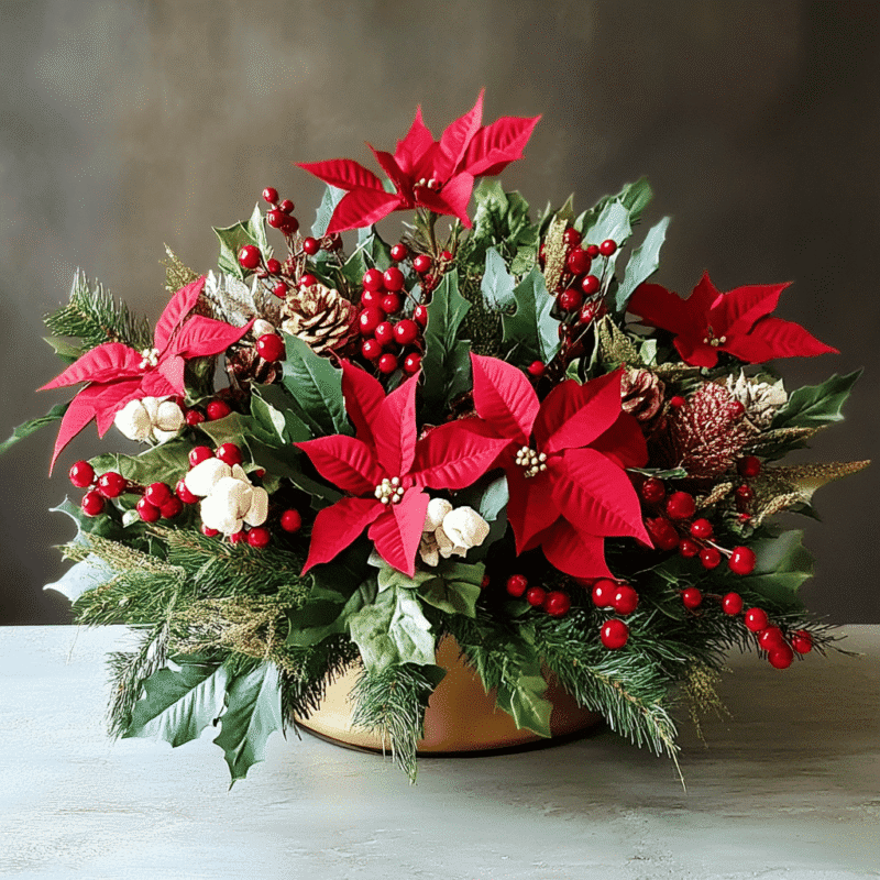 Poinsettia Tabletop Arrangement Christmas
