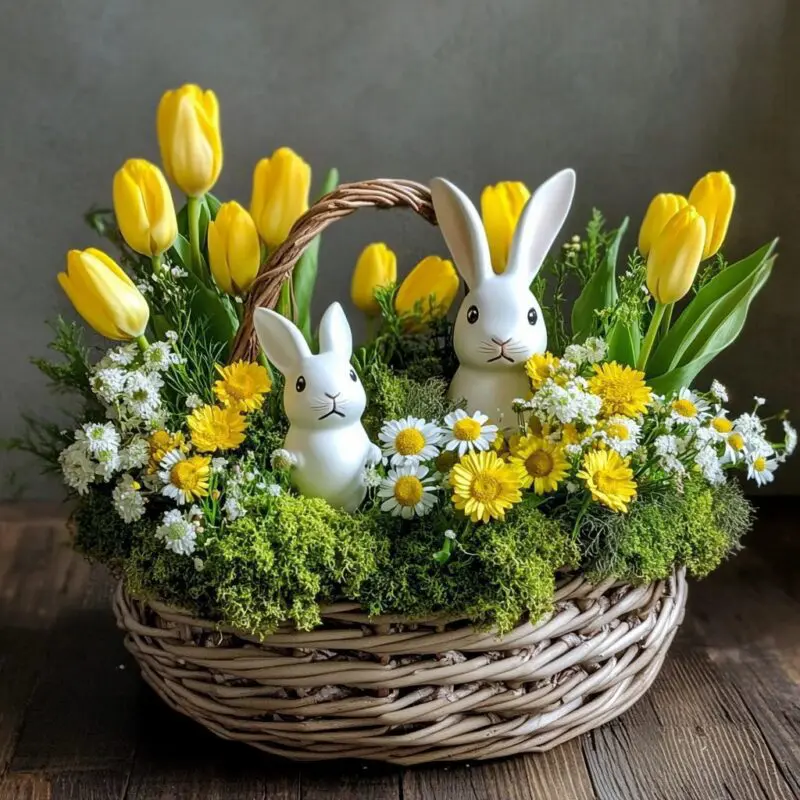 Sunny Meadow Bunny Basket Easter