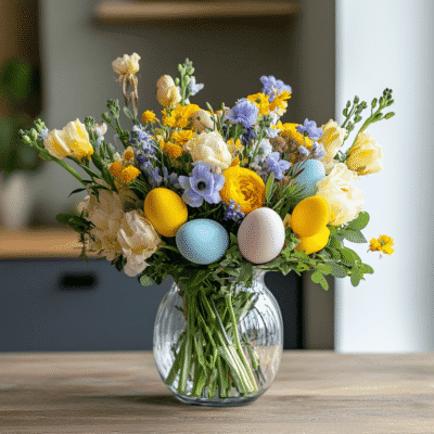 merrylen easter flower arrangement with yellow and blue flowers becaf979 f0f7 4dd9 a250 72c3b3b4f0c4 1