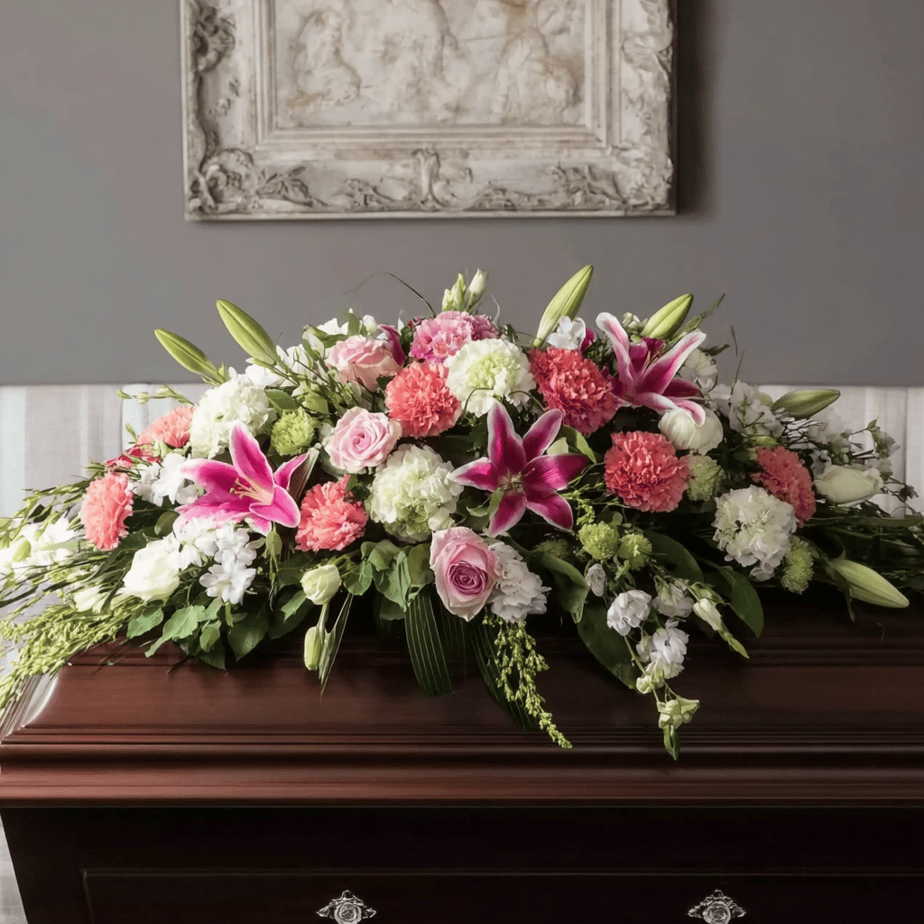 merrylen_httpss.mj.run16d_OAsl608_funeral_arrangement_on_a_coff_3fcba1f2-4bb3-499f-804c-3fff41d8dcb0