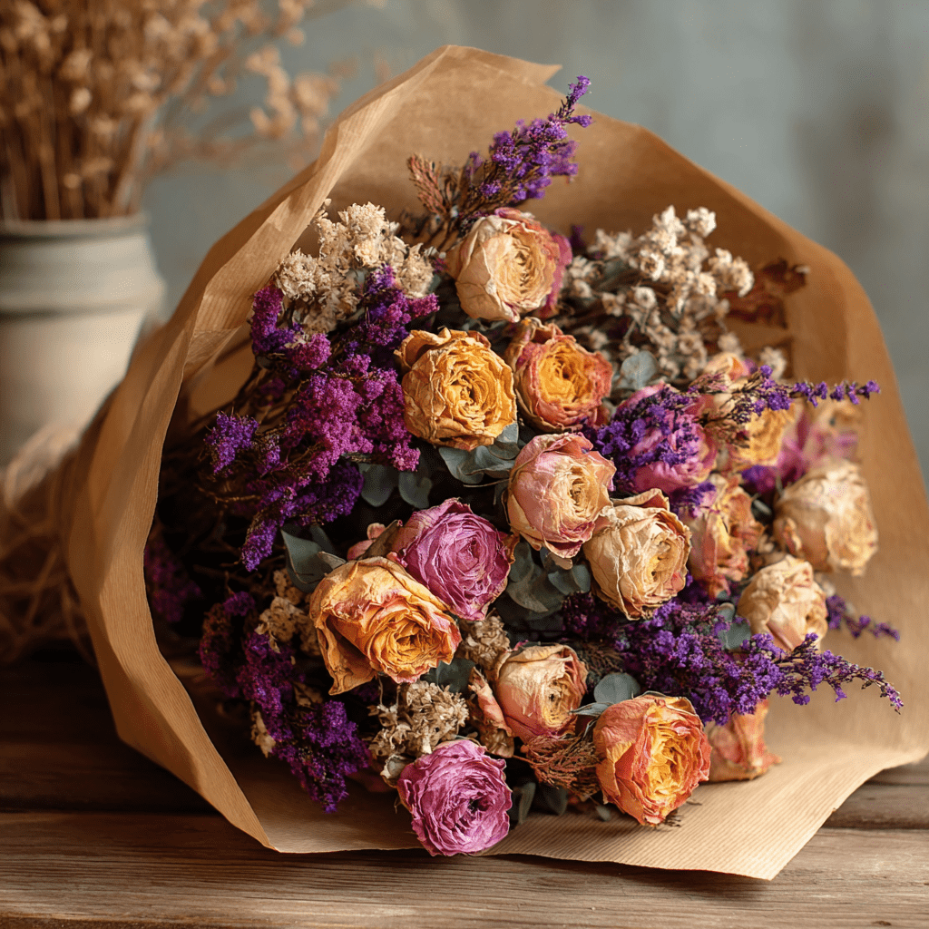 merrylen_httpss.mj.runZEkamz8PsO8_dried_roses_bouquet_with_limo_543b3a4e-23eb-481c-a96f-7493d8e9bff9