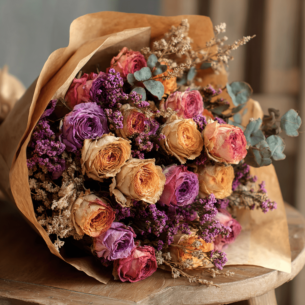 merrylen_httpss.mj.runZEkamz8PsO8_dried_roses_bouquet_with_limo_6d7175af-9866-4939-b9b1-91e002ac8b5f