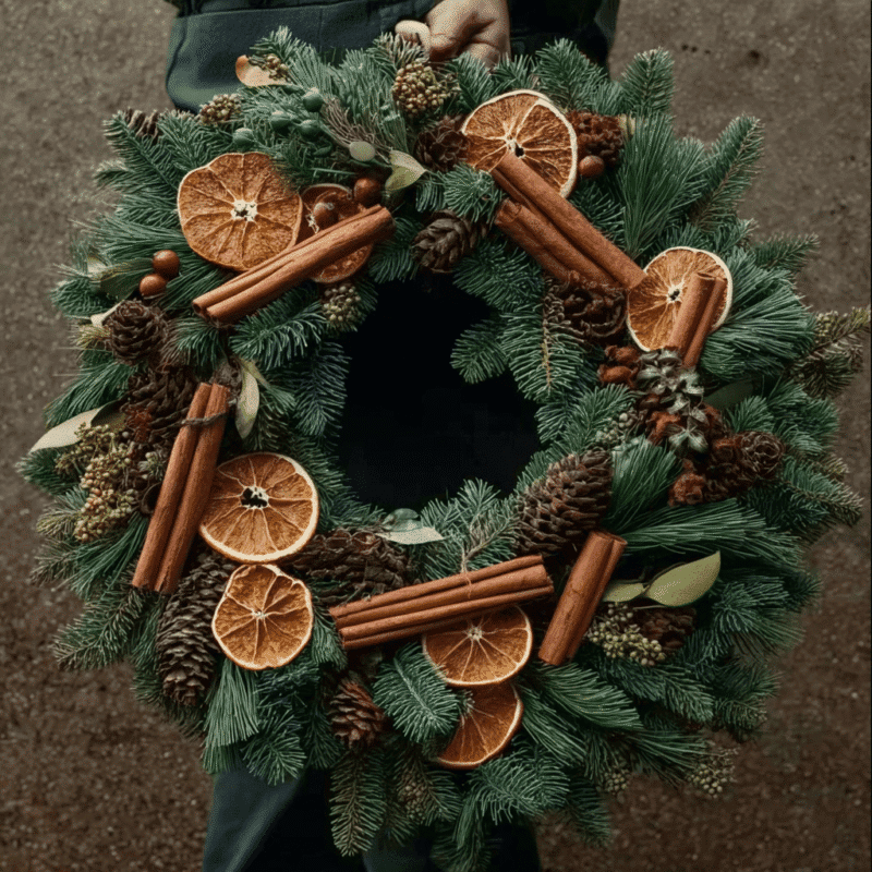 Christmas Citrus Cabin Wreath 24″