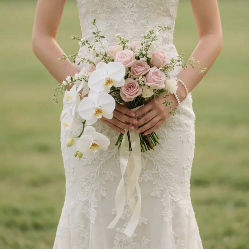 Pink Wedding Bouquet with Blush Orchid Grace