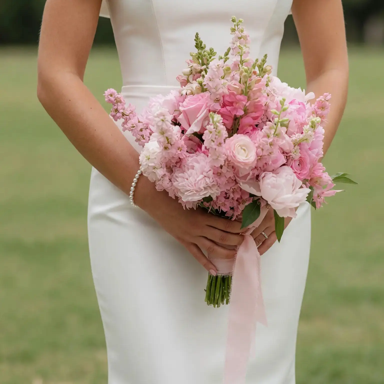 Pink Wedding Bouquet with Peonies and Romantic Garden Flowers