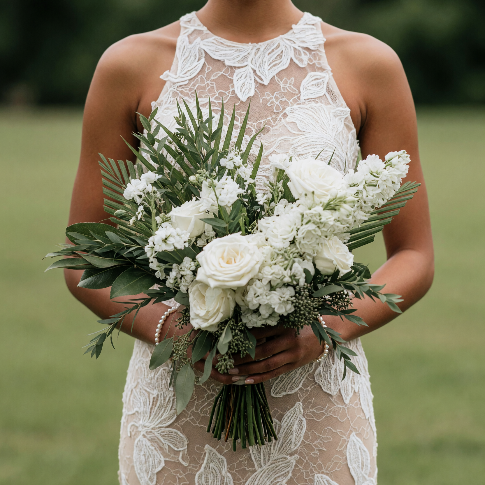 Beach Wedding Bouquets White Rose Greenery