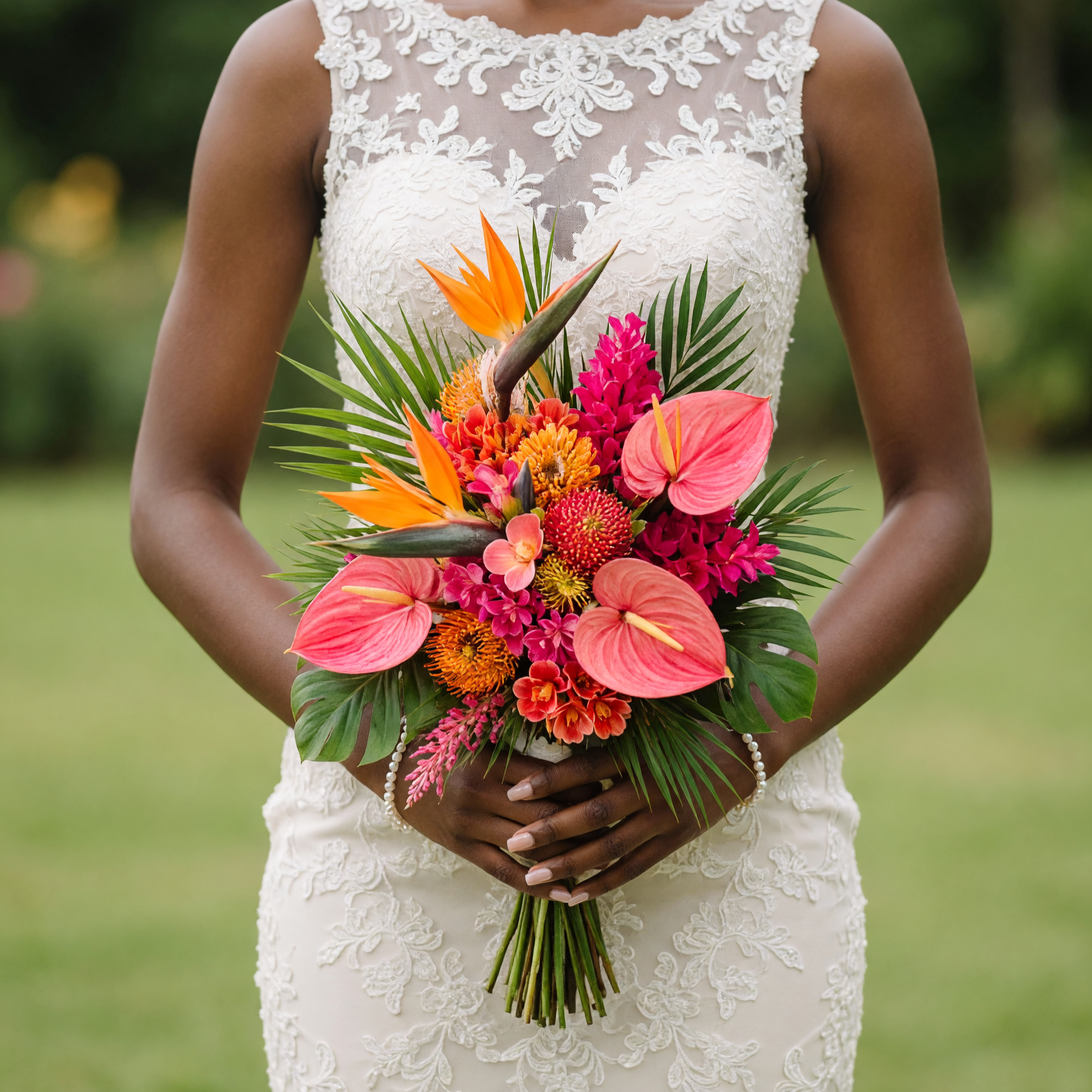 Beach Wedding Bouquets Tropical Sunset Flowers