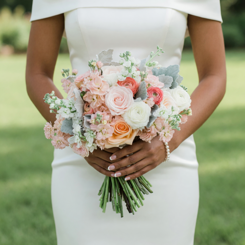 Beach Wedding Bouquets Coral Ranunculus Glow