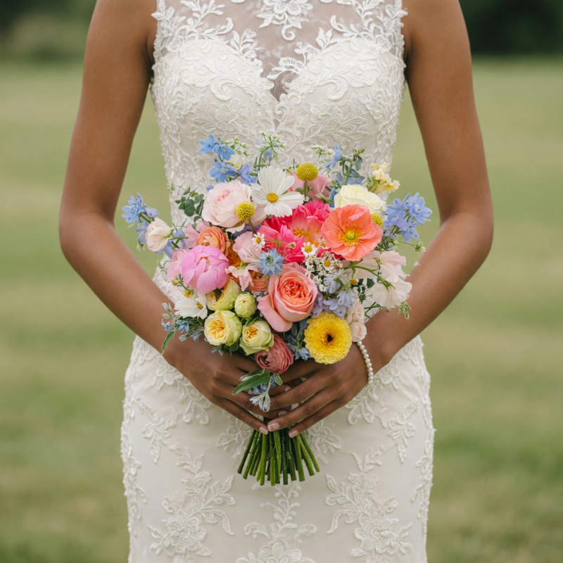 Colourful Wedding Bouquets Meadow Sunrise