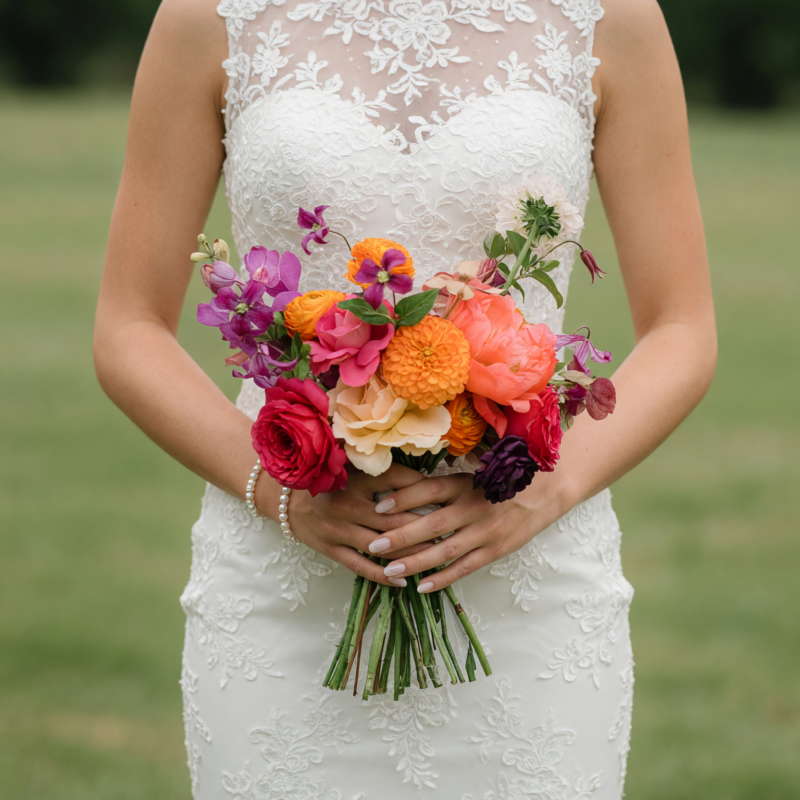 Colourful Wedding Bouquets Sunset Romance Bridal Blooms