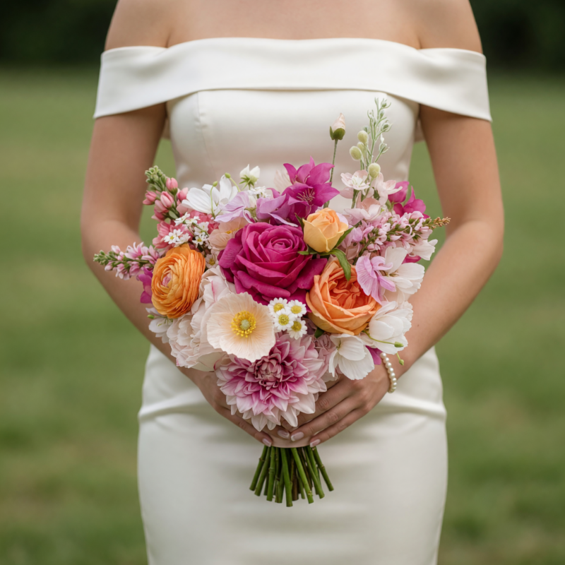Colourful Wedding Bouquets Blushing Garden Rose Harmony