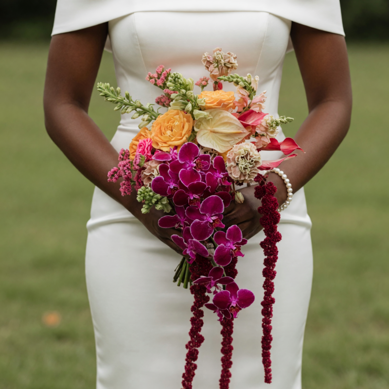 Colourful Wedding Bouquets Orchid Cascade