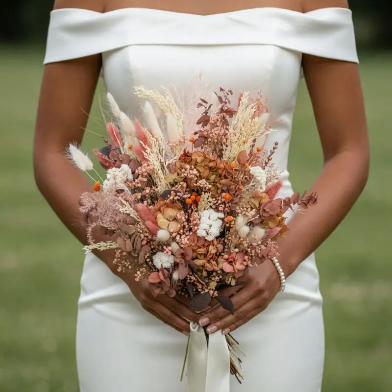 Dried Flower Wedding Bouquets Terracotta Blush Meadow