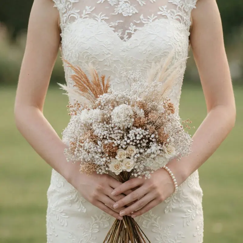 Dried Flower Wedding Bouquets Ivory Meadow Grace
