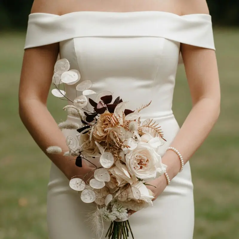 Dried Flower Wedding Bouquets Moonlit Ivory Charm
