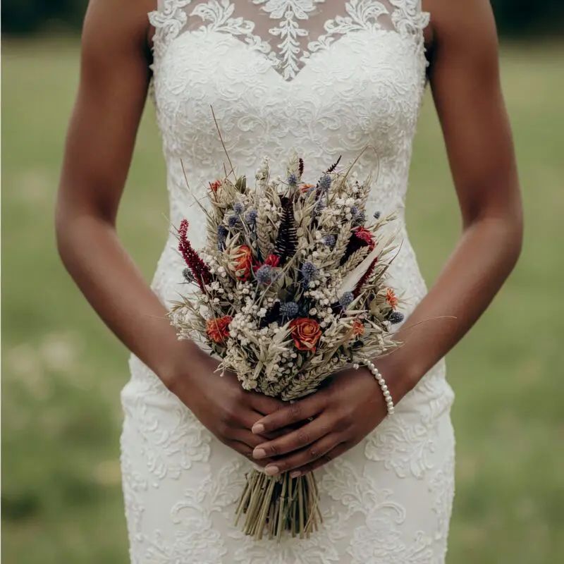 Dried Flower Wedding Bouquets Rustic Ember Meadow
