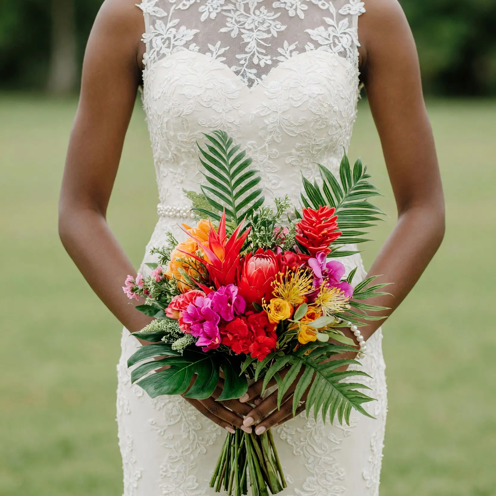 Tropical Wedding Bouquets Scarlet Palm Bridal Flowers