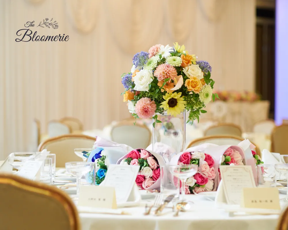 reception table flower arrangements