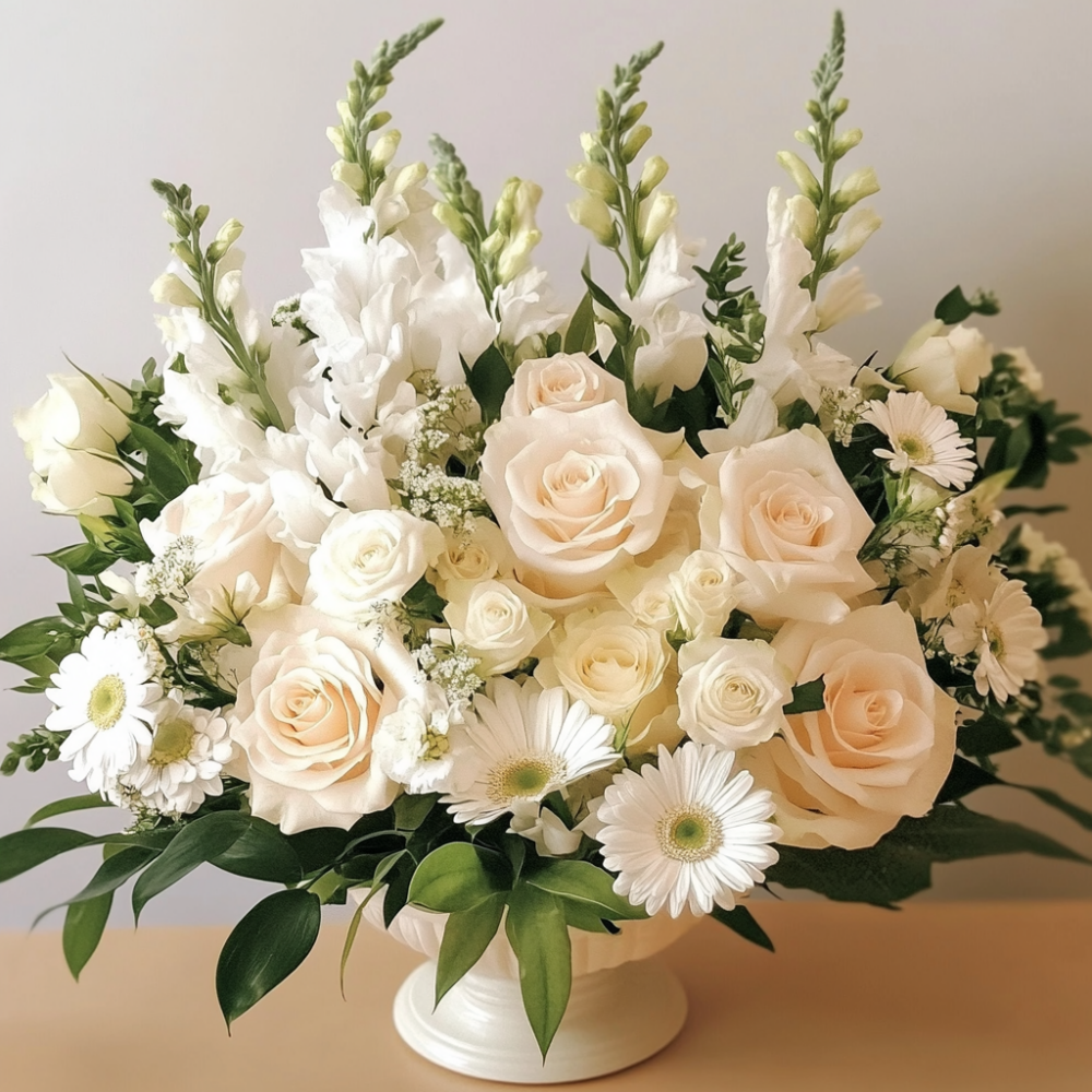 White and cream symphaty arrangement