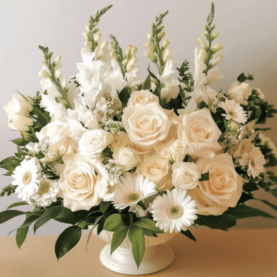 White And Cream Sympathy Flowers