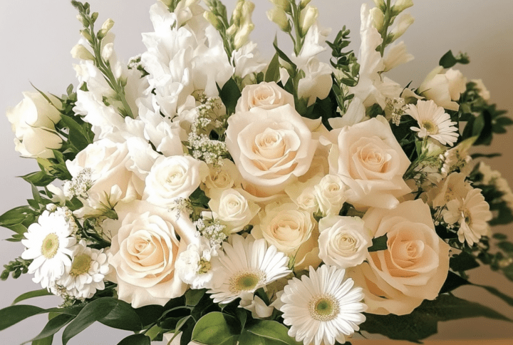 White And Cream Sympathy Flowers