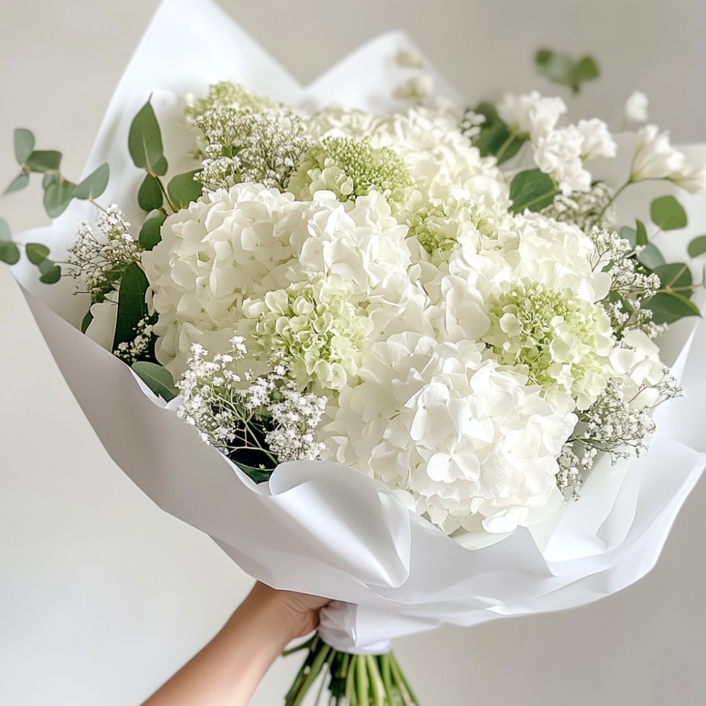 White cloud hydrangea bouquet