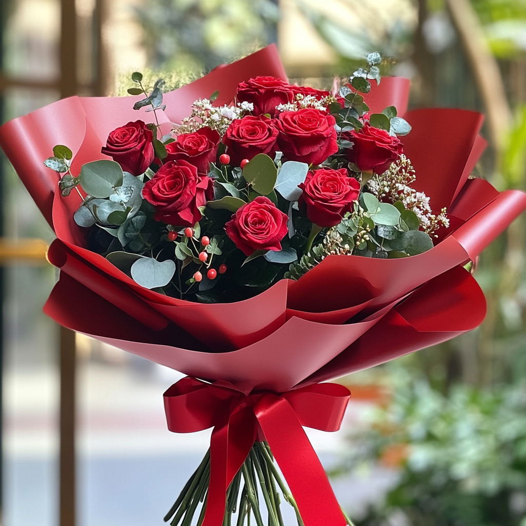 merrylen_dozen_red_roses_and_quqalipthus_bouquet_wrapped_in_red_8755a6d4-437b-4044-91e5-3ceac9177e0d