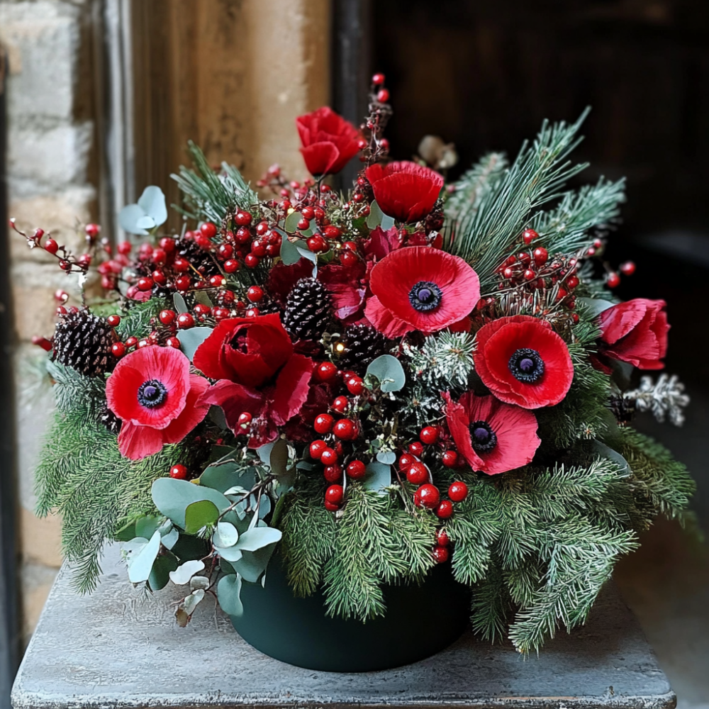 Poppies Christmas arrangement