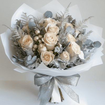 merrylen a bouquet with tinted silver uniperus branches and blo 15b48e32 9f80 406b 9223 c3cf73c585ad
