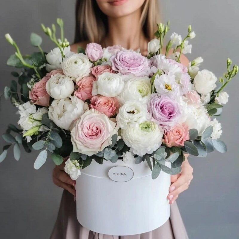 Serenity in Bloom – Pastel Box Arrangement