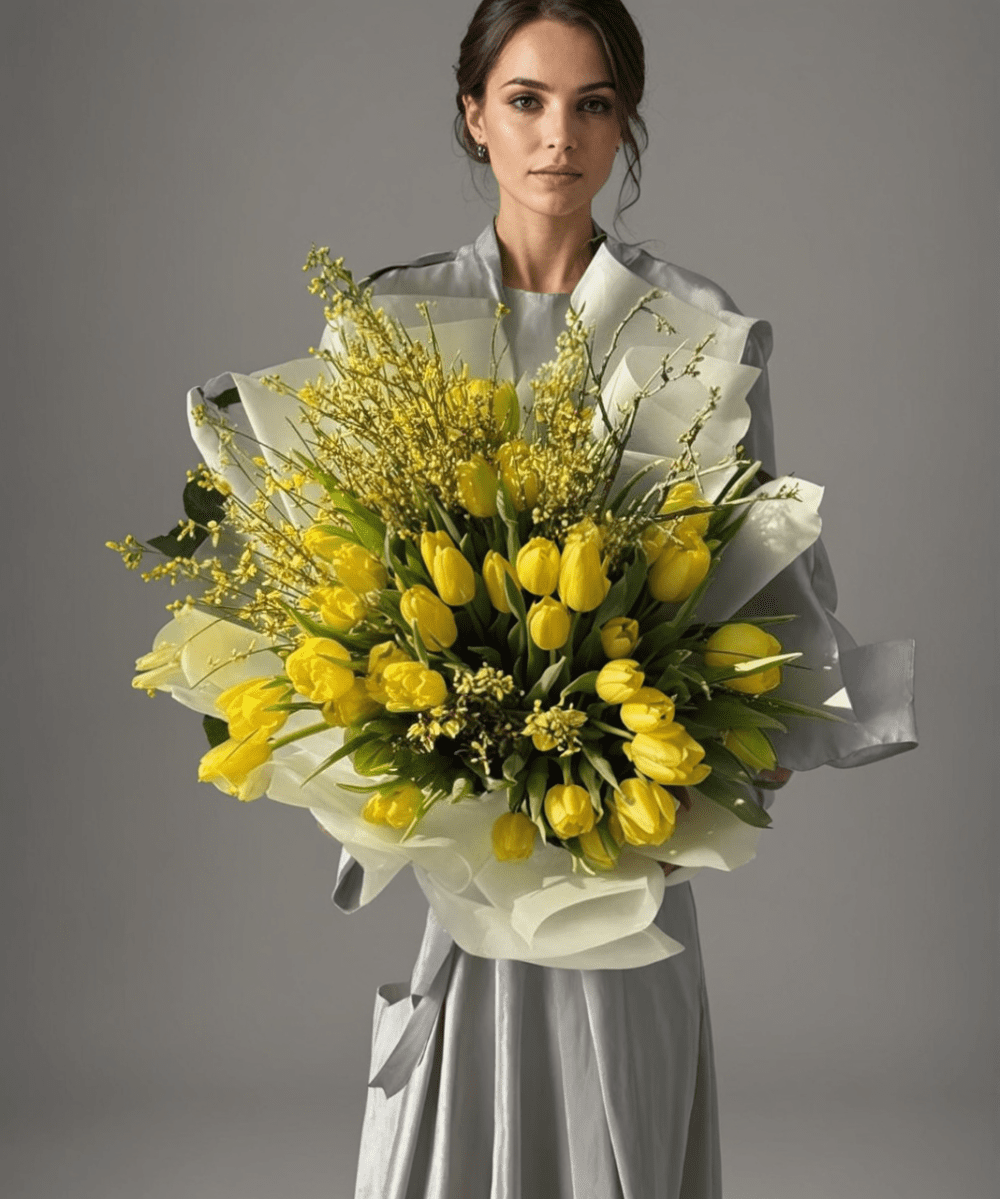 Golden Glow Bouquet – Radiant Tulip Beauty