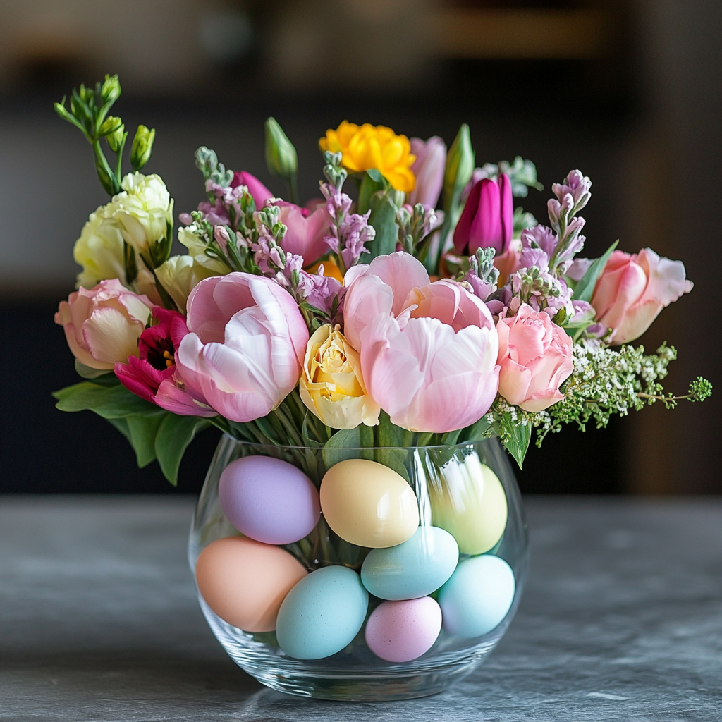 merrylen_easter_floral_arrangement_with_colourful_eggs_in_a_cle_9d9d65d2-d41f-464e-a472-3da0d61e22f7