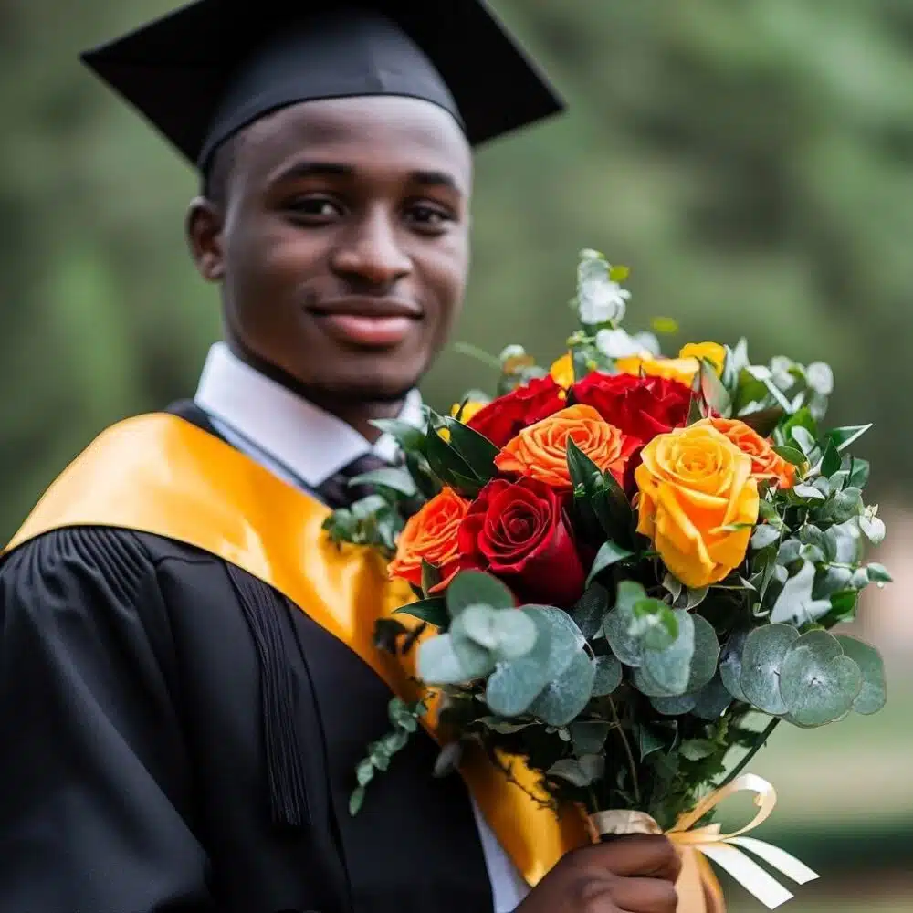 Firelight Graduation Roses Bouquet