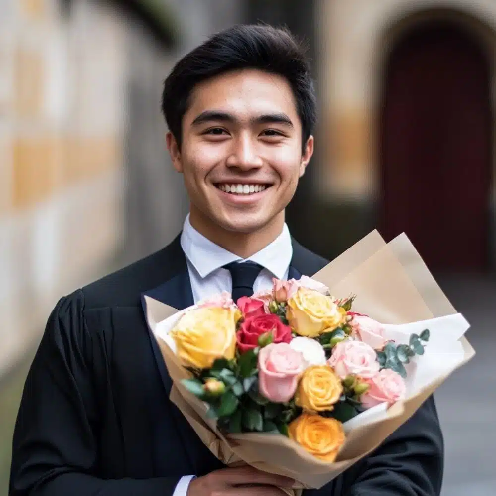Pastel Charm Graduation Rose Bouquet