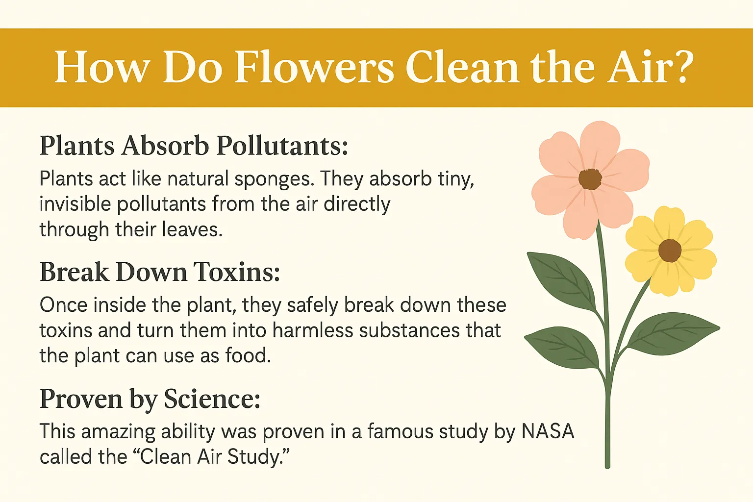 how do flowers clean the air