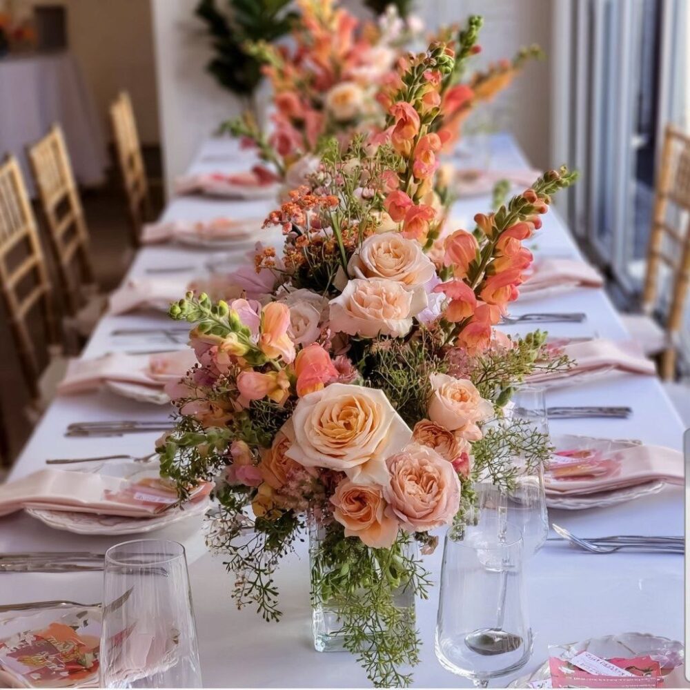 Peach Petals flower centrepiece