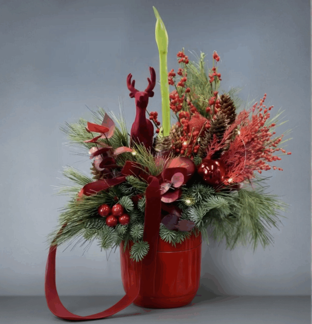 Christmas Velvet Reindeer Vase