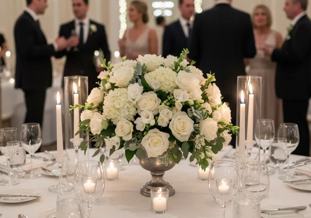 bridal floral table centrepieces
