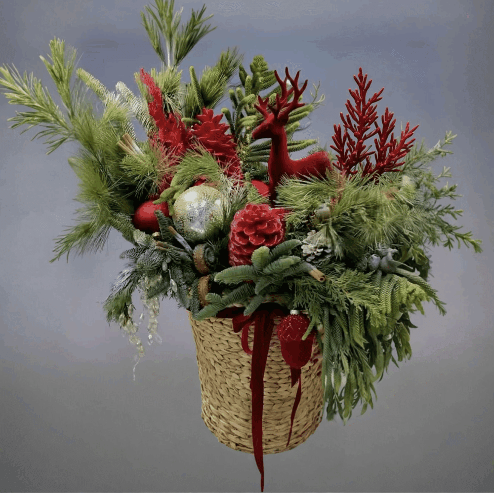 Christmas Woodland Reindeer Basket