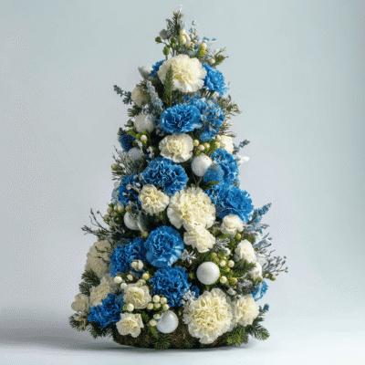 merrylen desighners flower arrangement in shape of christmas tr 2fdf9f1f 2086 458e a966 e061f60e7274