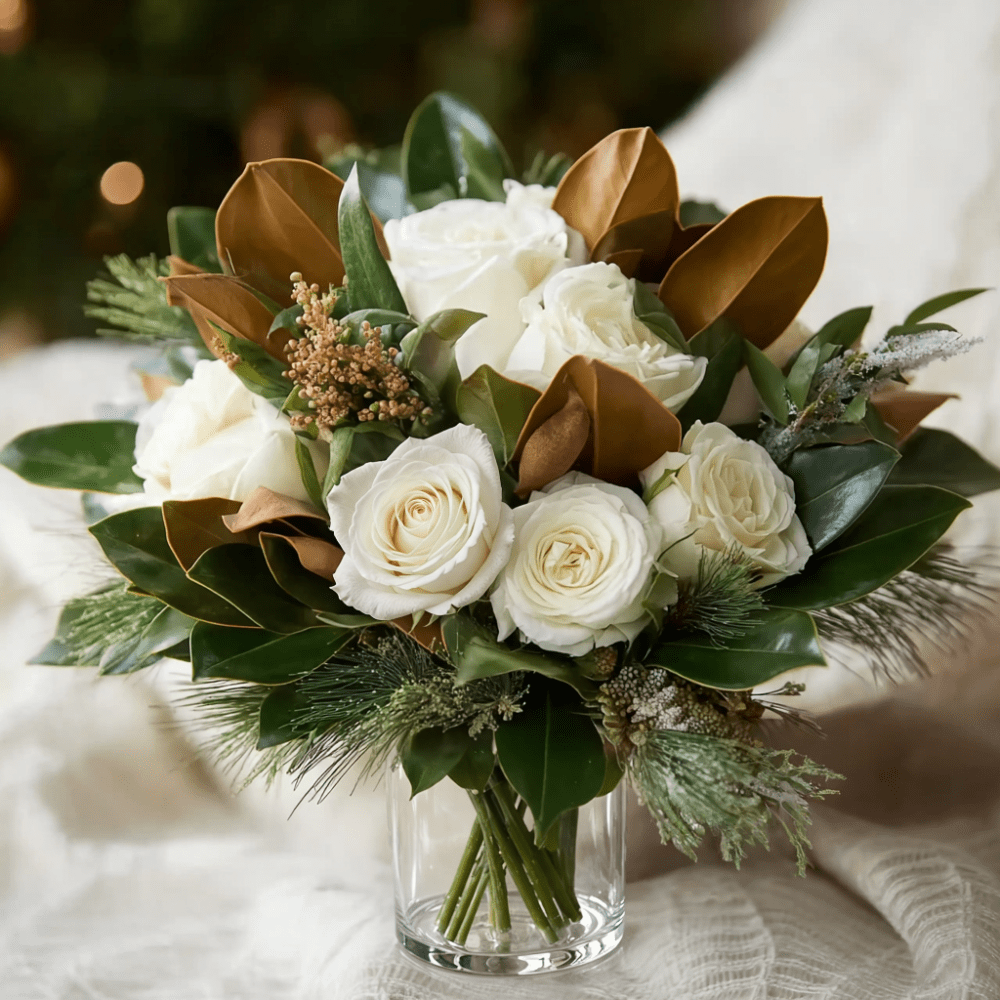 Christmas Ivory Magnolia Bouquet