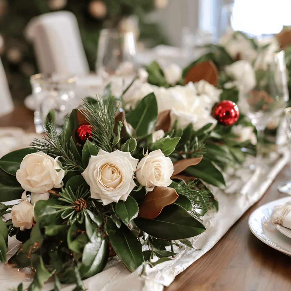 Christmas Ivory Magnolia Runner