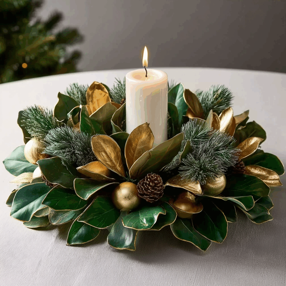 Christmas Gilded Magnolia Glow