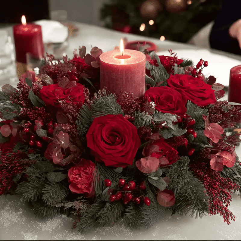 Christmas Crimson Candle Wreath