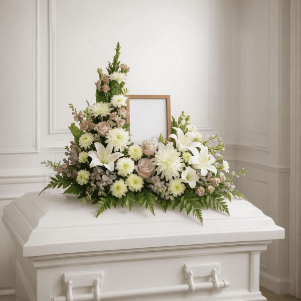 Pastel Peace Casket Spray (with photo frame A4)