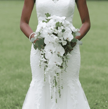 White Wedding Bouquet Orchid Cascade