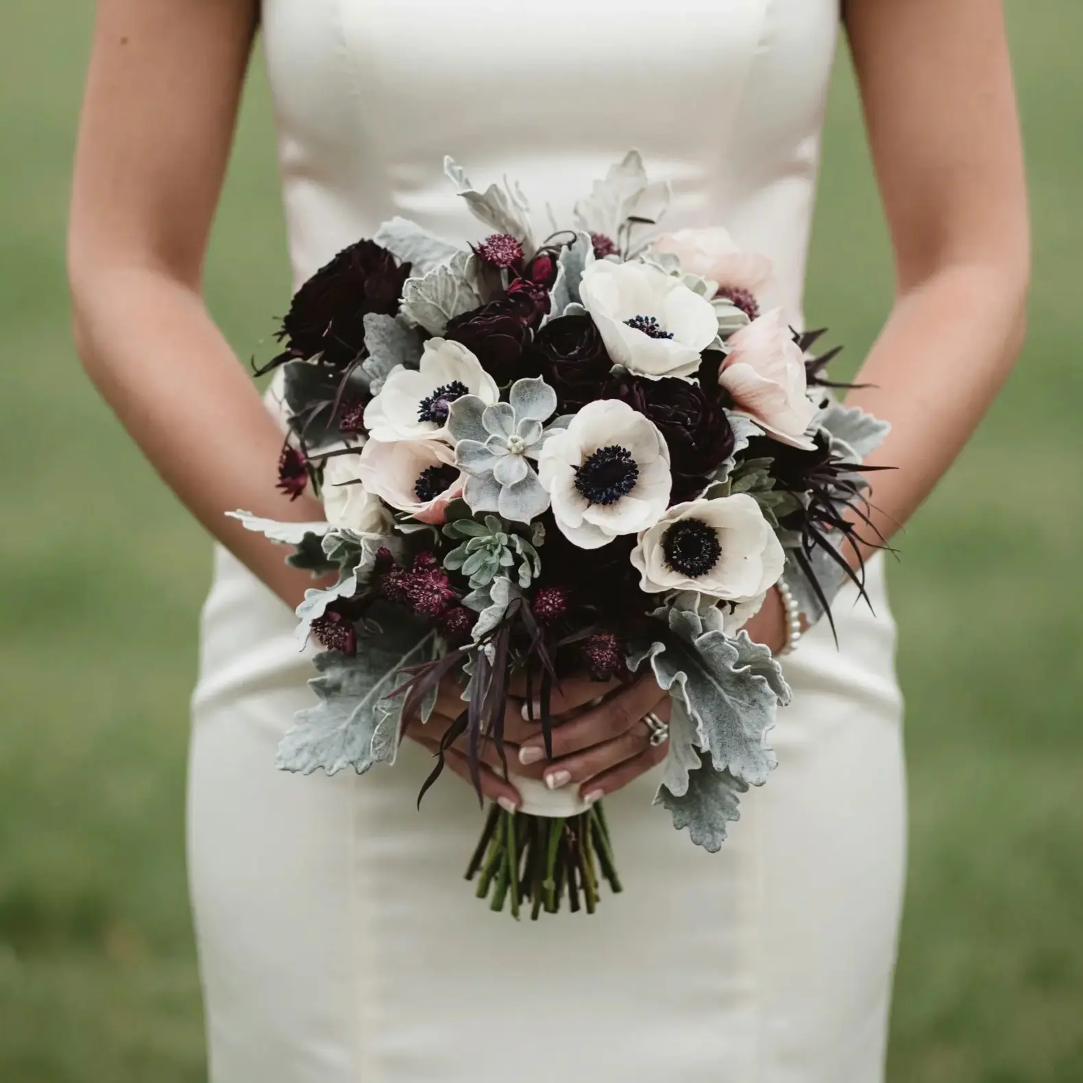 Anemone Wedding Bouquet with Dramatic Elegance